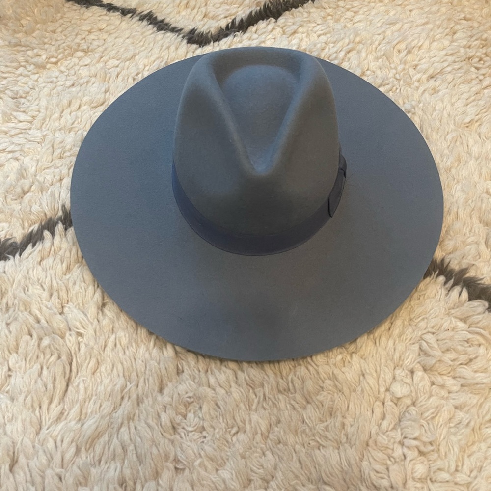 Anthropologie Blue Wool Wide Brim Hat